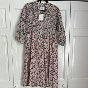 Pink and Green Floral Mini Dress